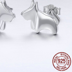 925 Sterling Silver Statement Paper Puppy Dog Small Stud Earrings - Happyboca