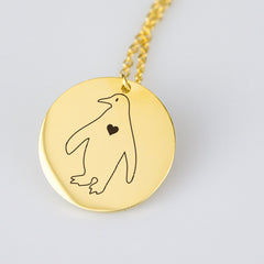 Cute Penguin - Gold Pendant - Happyboca
