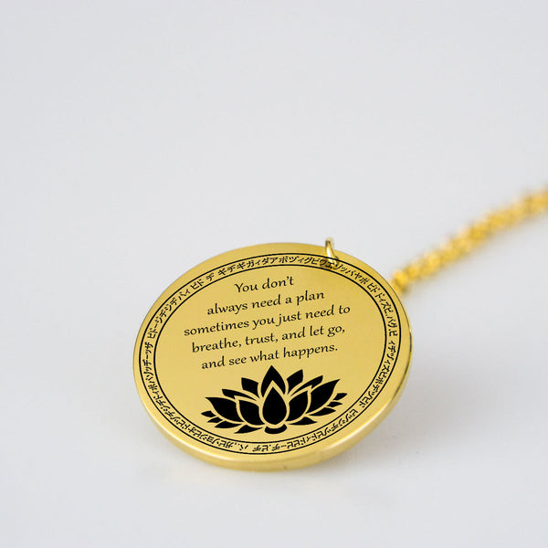 Just Breath - Shiny Gold Pendant - Happyboca