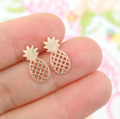 1 Pair Tiny Hollow Cute Pineapple Stud Earrings - Happyboca