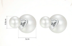 925 Sterling Silver Luminous Simulated Pearl Droplets Stud Earrings - Happyboca