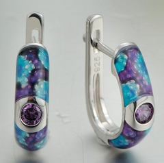925 Sterling Silver Purple Stones Earrings - Happyboca