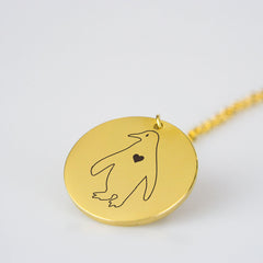 Cute Penguin - Gold Pendant - Happyboca