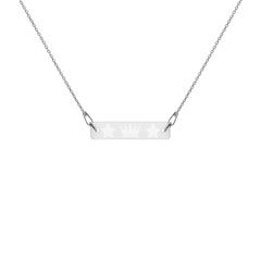 Engraved Silver Bar Chain Necklace