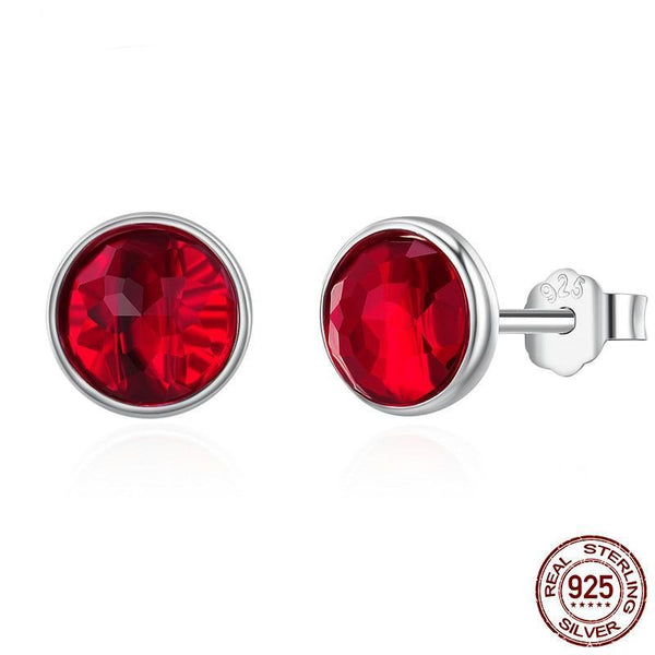 925 Sterling Silver January Droplet Garnet Stud Earrings - Happyboca