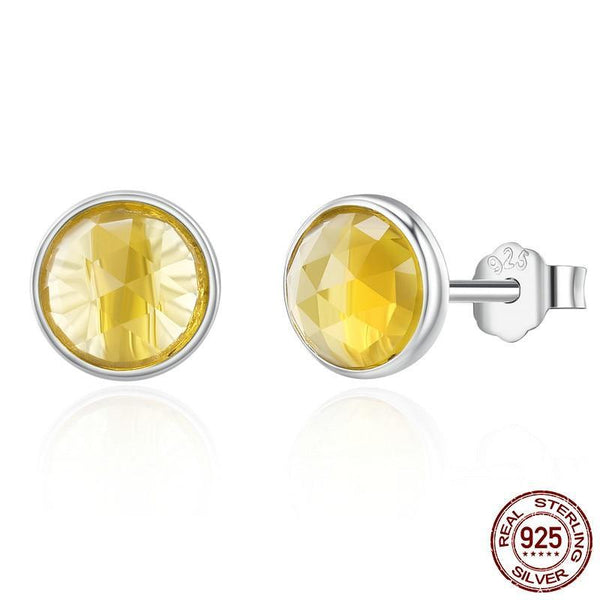 925 Sterling Silver November Droplets Crystal Birthday Stone Stud Earrings - Happyboca