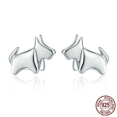 925 Sterling Silver Statement Paper Puppy Dog Small Stud Earrings - Happyboca