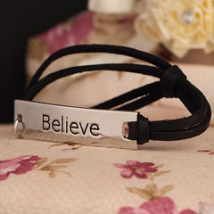 Believe Leather Strap Bracelet - Happyboca