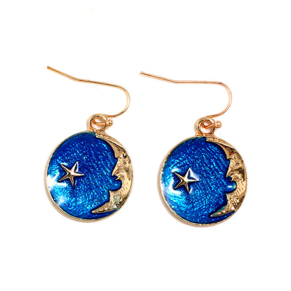 Beautiful Fashion Blue Star Moon Earrings Girls Jewelry Gift For Women - Happyboca