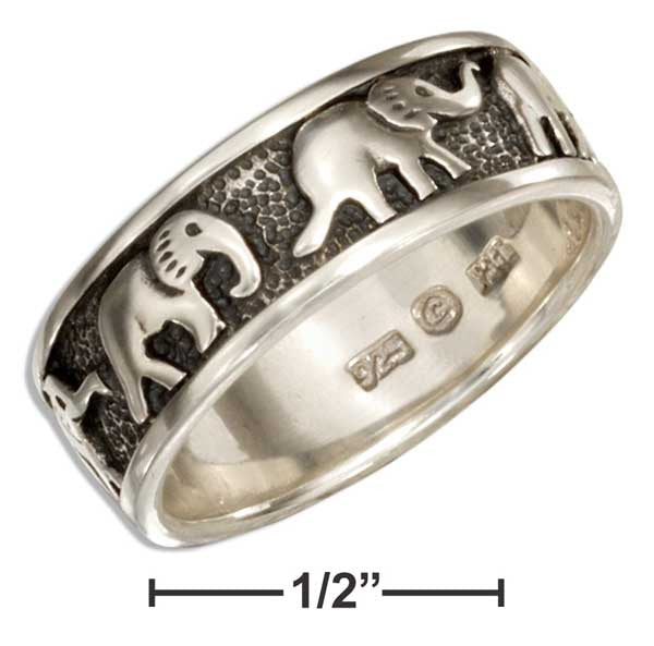 Sterling Silver Elephants Band Ring
