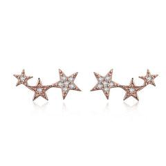 925 Sterling Silver Sparkling CZ Exquisite Stackable Star Stud Earrings - Happyboca
