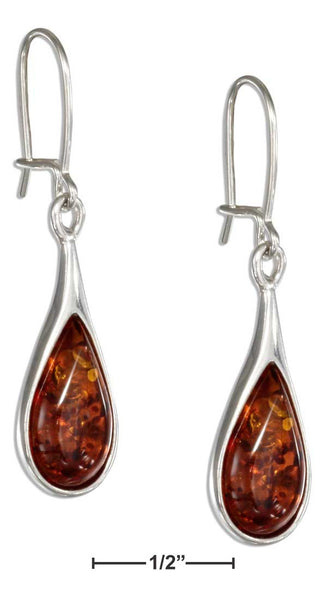 Sterling Silver Honey Amber Teardrop Earrings