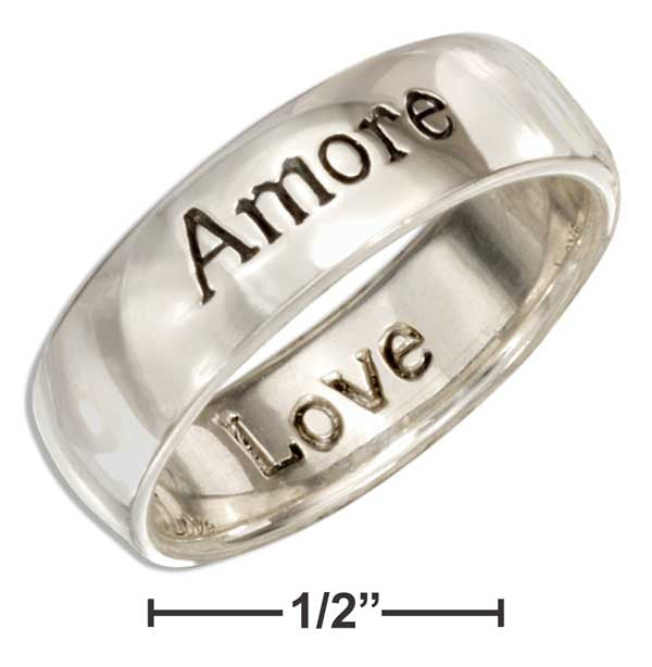 Sterling Silver "amore" Band Ring with "love" Inside - Happyboca