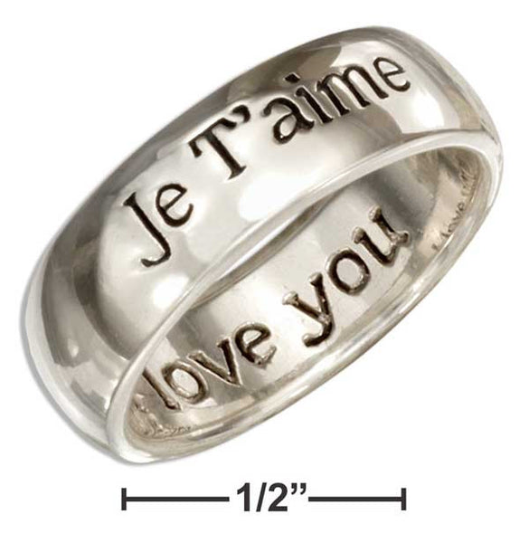 Sterling Silver "je Taime" Band Ring with "i Love You" Inside - Happyboca