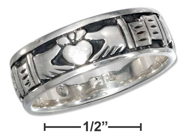 Sterling Silver Claddagh Heart in Hands Band Ring