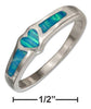 Sterling Silver Synthetic Blue Opal Heart Band Ring - Happyboca