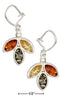 Sterling Silver Triple Marquise Multicolor Amber Earrings