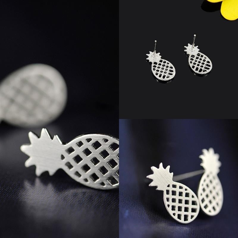 1 Pair Tiny Hollow Cute Pineapple Stud Earrings - Happyboca