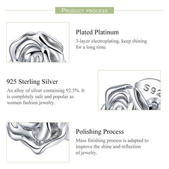 925 Sterling Silver Romantic Rose Flower Stud Earrings - Happyboca