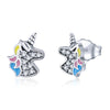 925 Sterling Silver Fashion Licorne Memory Clear CZ Stud Earrings - Happyboca