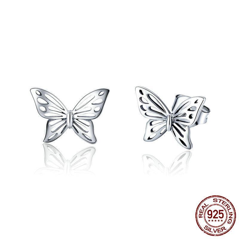 925 Sterling Silver Butterfly Dream Exquisite Stud Earrings - Happyboca